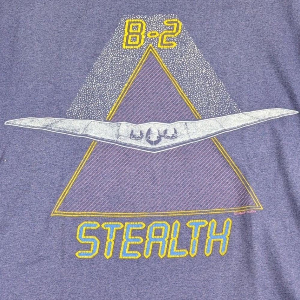Vintage Hanes B-2 Stealth Bomber T-Shirt Purple Single Stitch Made in USA Large - Picture 5 of 9